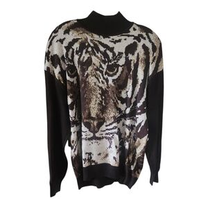 St John Collection Vintage Animal Print Sweater Size M NWT
